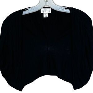 Ann Taylor LOFT Silk Blend‎ Sweater Cropped Wrap Jacket Black